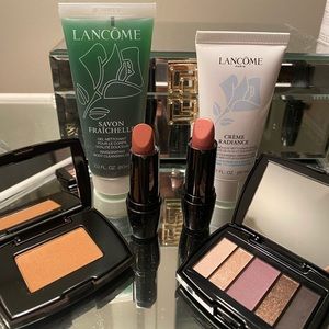 Lancôme face wash, shower gel, 2 lipstick nude cream,   Eye shadow and bronzer